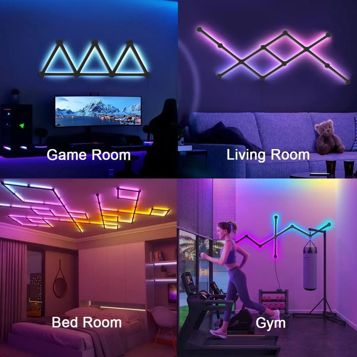 Smart Wifi RGBIC LED Night Light APP Control DIY Atmosphere Wall Lamp Music Rhythm Bedroom TV Backlights Gaming Room Decoration