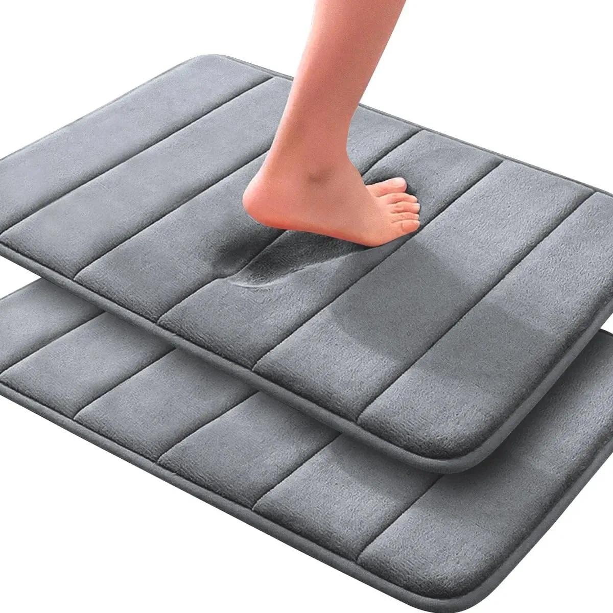 60x40cm Super Absorbent Memory Foam Bath Mat, Soft Bathroom Carpet Rugs for Floor, Non-Slip Shower Rug for Bedroom Toilet Decor