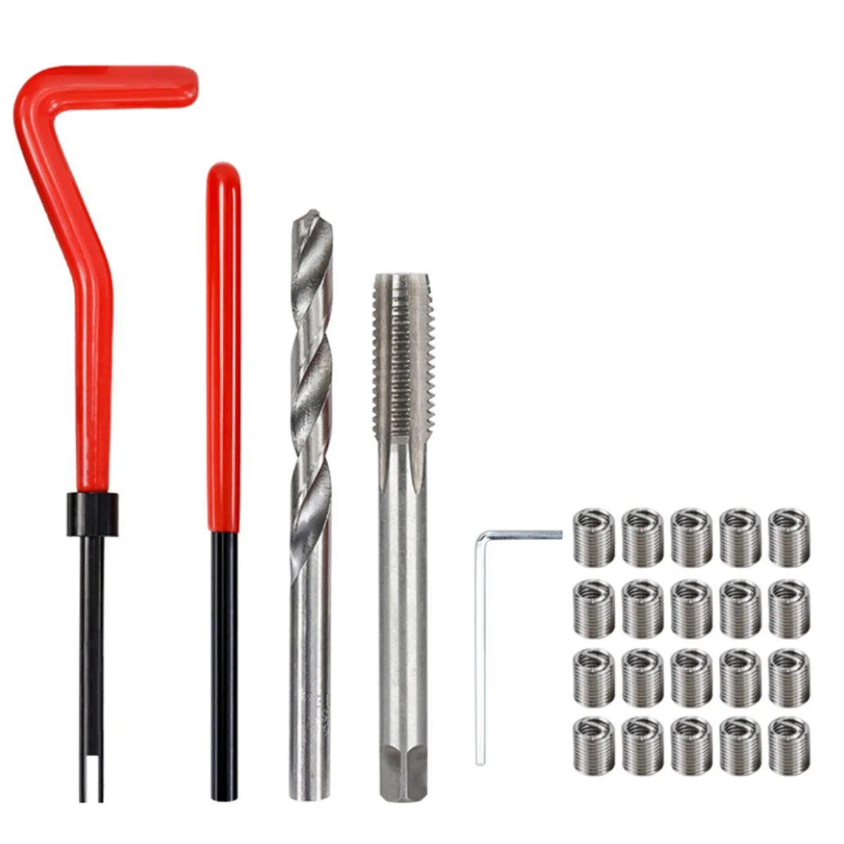 A002 M7 Car Drill Bit Tool Metric Thread Repair Insert Kit Helical Coil Car Repair Tool Coarse Crowbar Screw Tooth Repair Kit