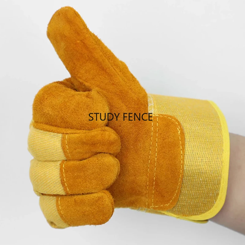 1 pair Cowhide high-temperature resistant gloves Welder specific protective gloves Finger gloves household daily necessities
