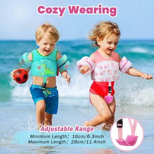 Imagen 2 del producto HeySplash-Chaleco de baño para niños pequeños, flotadores para niños de 13-30 libras, jersey para niños con correa ajustable, chaqueta flotante para piscina, flotador de brazo