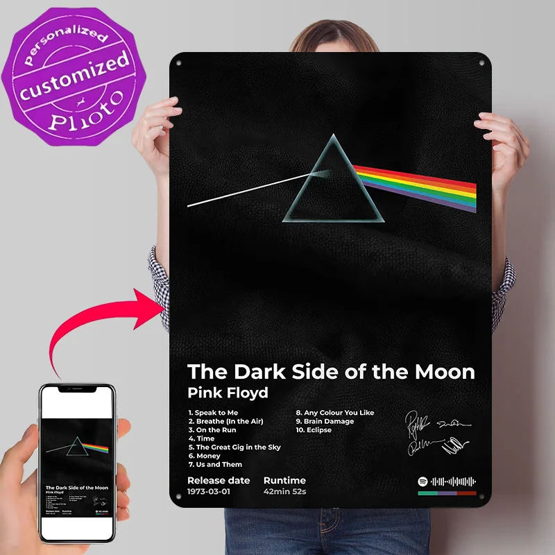 Pink Floyd - Dark Side of the Moon Metal Poster Perfect Gift for Fans Lovers Customized Wall Art Metal Sign for Room Ornaments