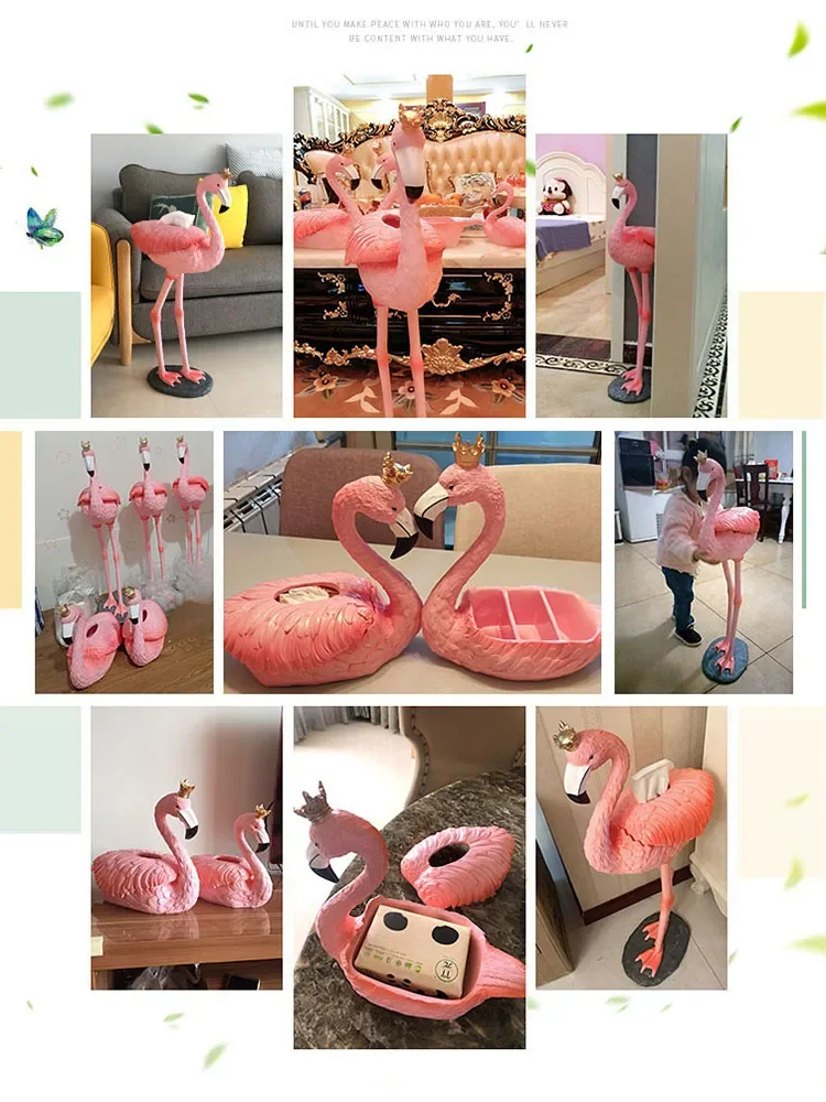 Sculpture Flamingo Resin Decoration,Creative,Home Living Room,Interior,TV Cabinet Sofa Side,Tissue Box Statue Decorations Crafts