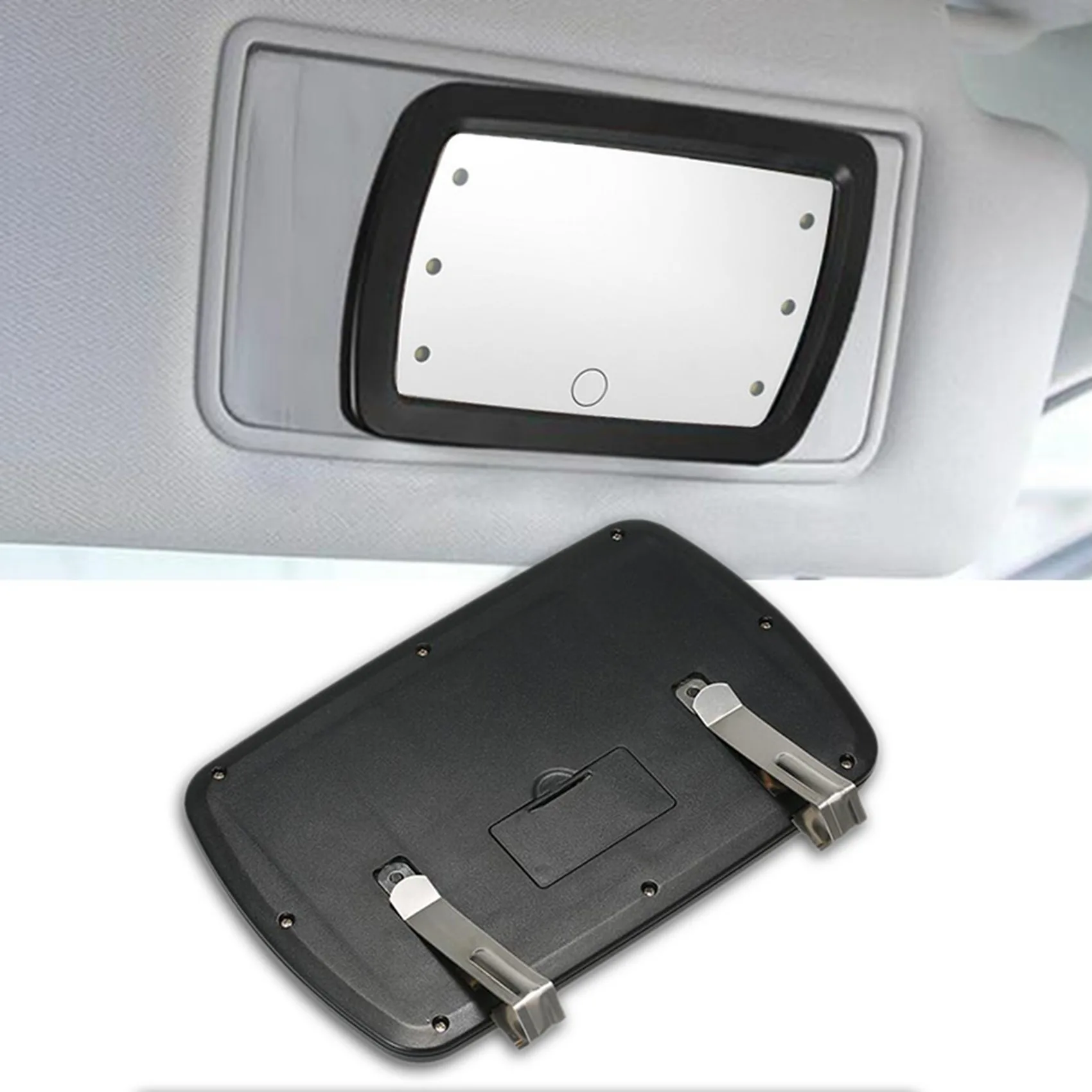 Durable 2X Car Sun Visor Mirror Makeup Sun-Shading Cosmetic Mirror Vanity Mirror Automobile Make Up Mirror With Six LED Lights