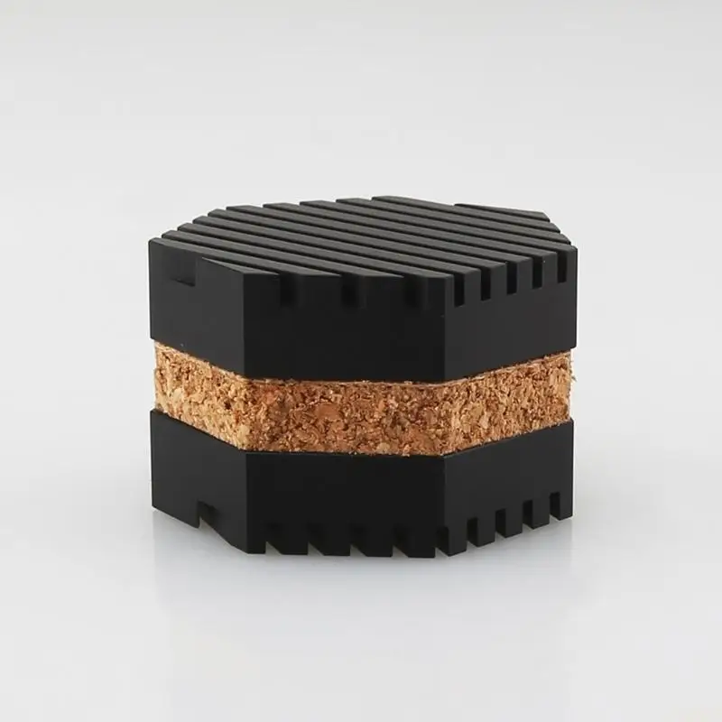 B03F Turntable Isolation Pad Feet with Layered Aluminum Alloy Cork Pad,  Shock Absorption Base Corner Placement Without Screws,