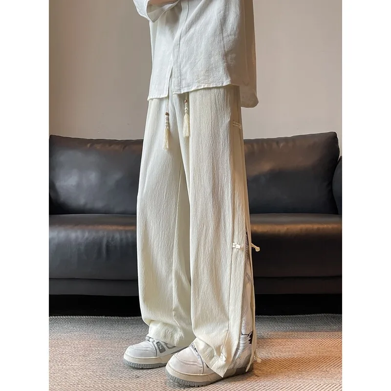 Men's Lightweight Cooling Straight-Leg Casual Pants Draped Trousers Breathable Stylish Bottom for Summer 2026 M-8XL