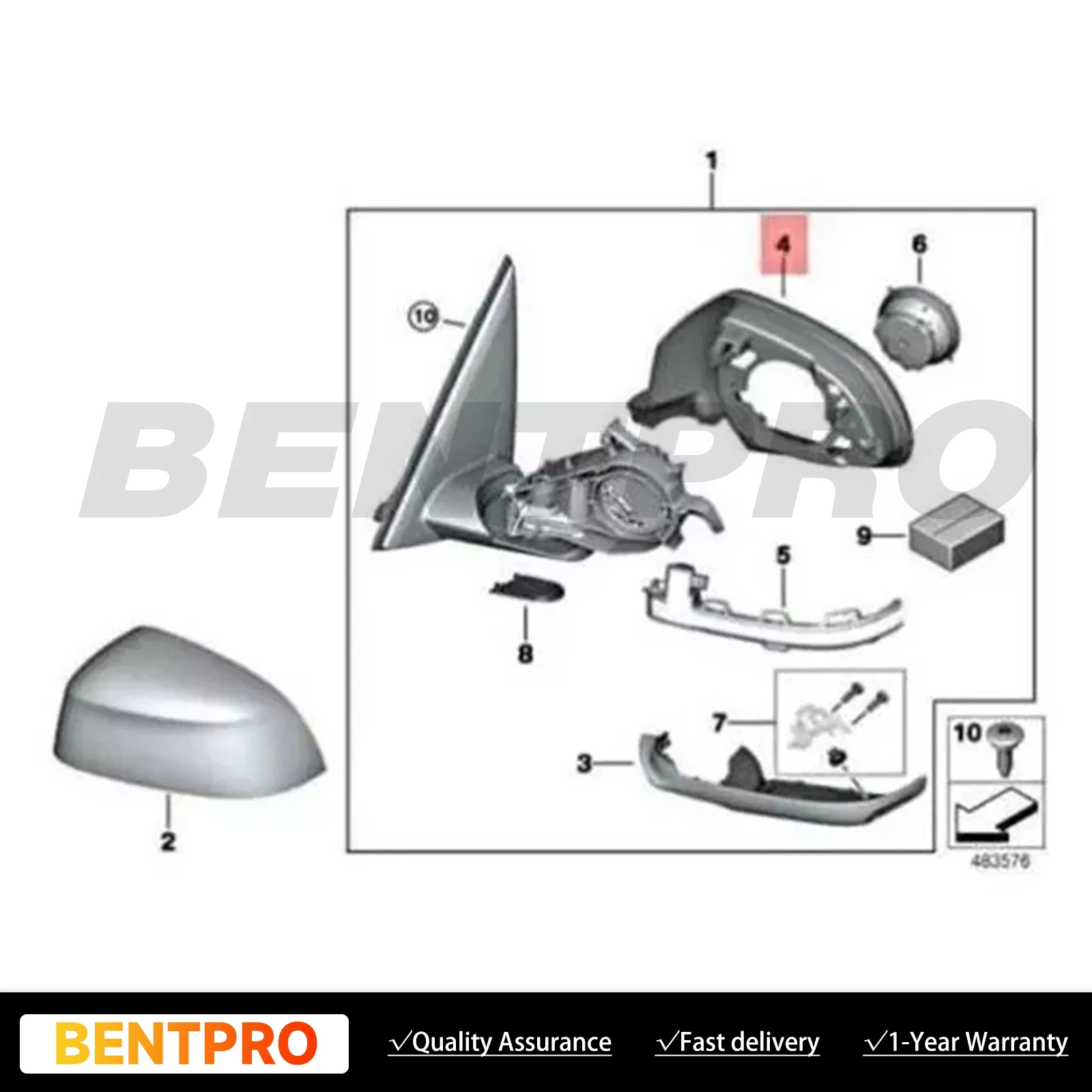 51167468241 Накладка на левое переднее зеркало для BMW X3 X4 X5 X6 X7 G01 G02 G05 G06 G07