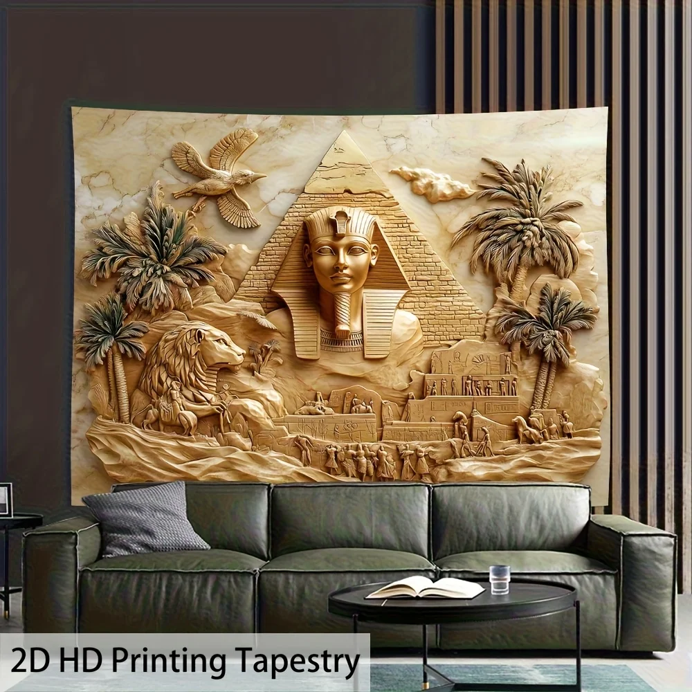 VIKAMA Egyptian Pharaoh Tapestry Pyramid Exotic Wall Carpet Sphinx Pictograph Art Hanging Cloth Living Room Room Decoration
