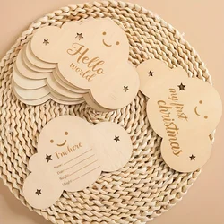 8pcs Wooden Baby Milestone Cards Cloud Signs Monthly Photo Cards Baby Growth Cards Pregnancy Journey Markers Baby Photo Props