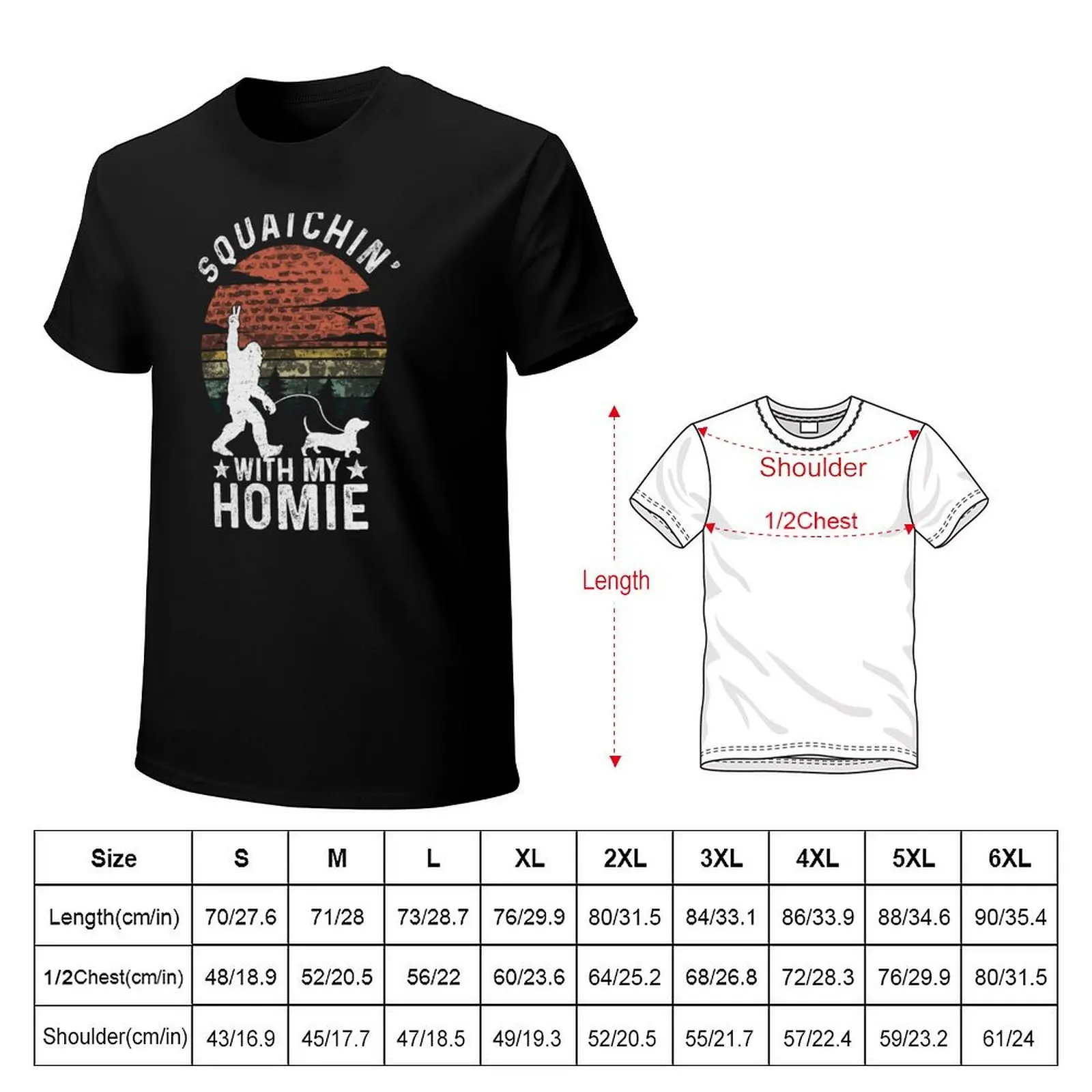 Bigfoot Walking Dachshund Tee Sasquatch Wiener Dog Lover T-Shirt Sporty Casual Quick Dry T-Shirt