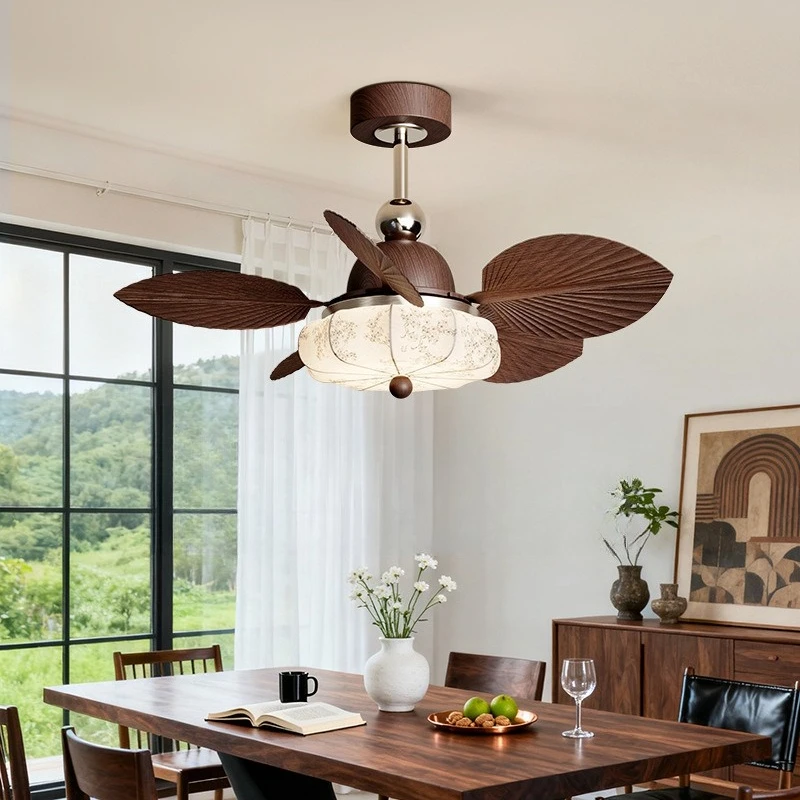 RetroCeiling Fan with Lights, Silent DC Motor Chandelier FanLight, Modern Indoor Lighting Fixture for LivingRoom Bedroom Kitchen