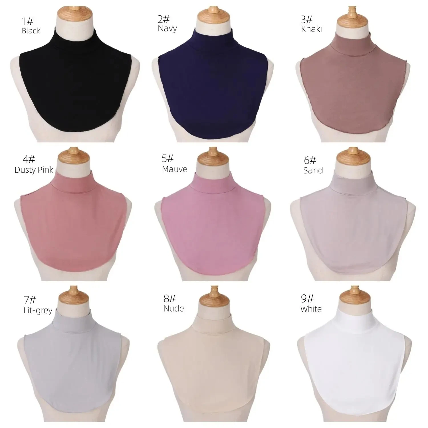 Muslim Hijab Neck Cover Fake Collar Turtleneck Neck for Women False Shirts Collar Cotton Jersey Plain Modal Turtleneck