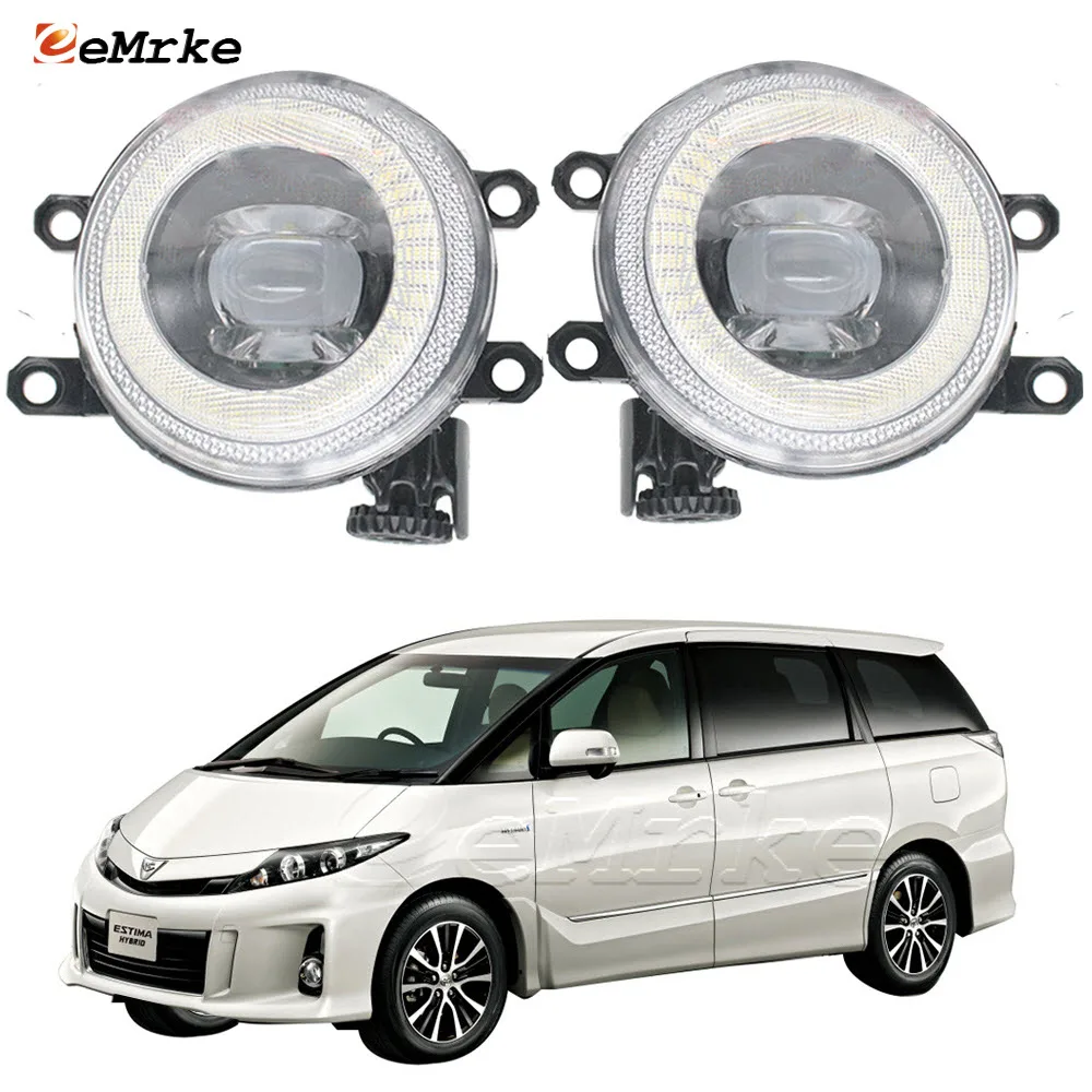 

Front LED Fog Lamp Angel Eyes DRL Ring Car Daytime Running Lights for Toyota Estima Hybrid Aeras 2012 2013 2014 2015 2016