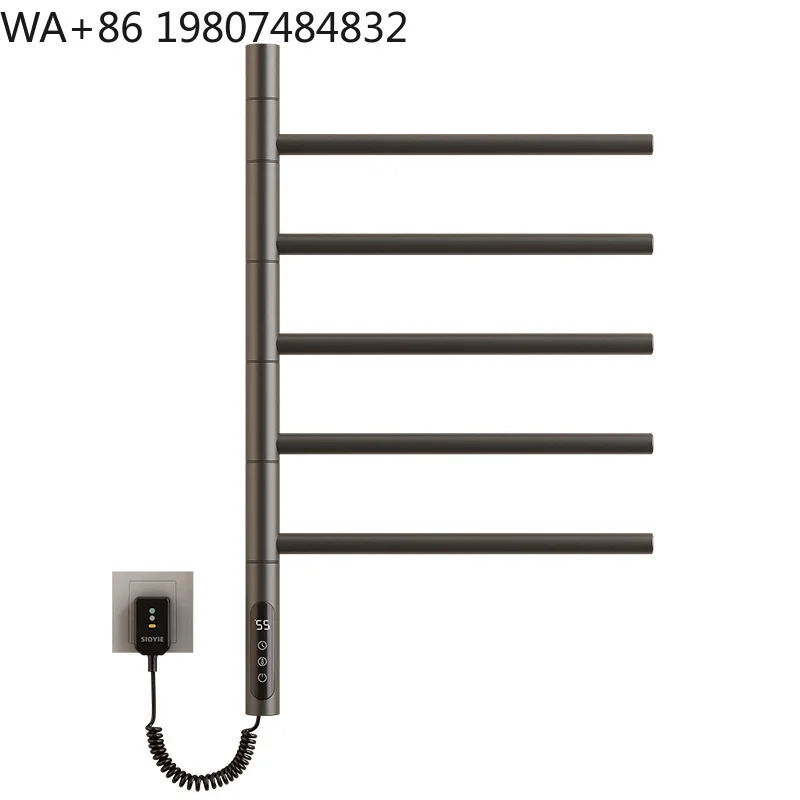 Timing Adjustable Digital Display Towel Drying Rail SUS304 Stainless Steel Temp Regulated Shelf Wall Mount Hotel Bathroom