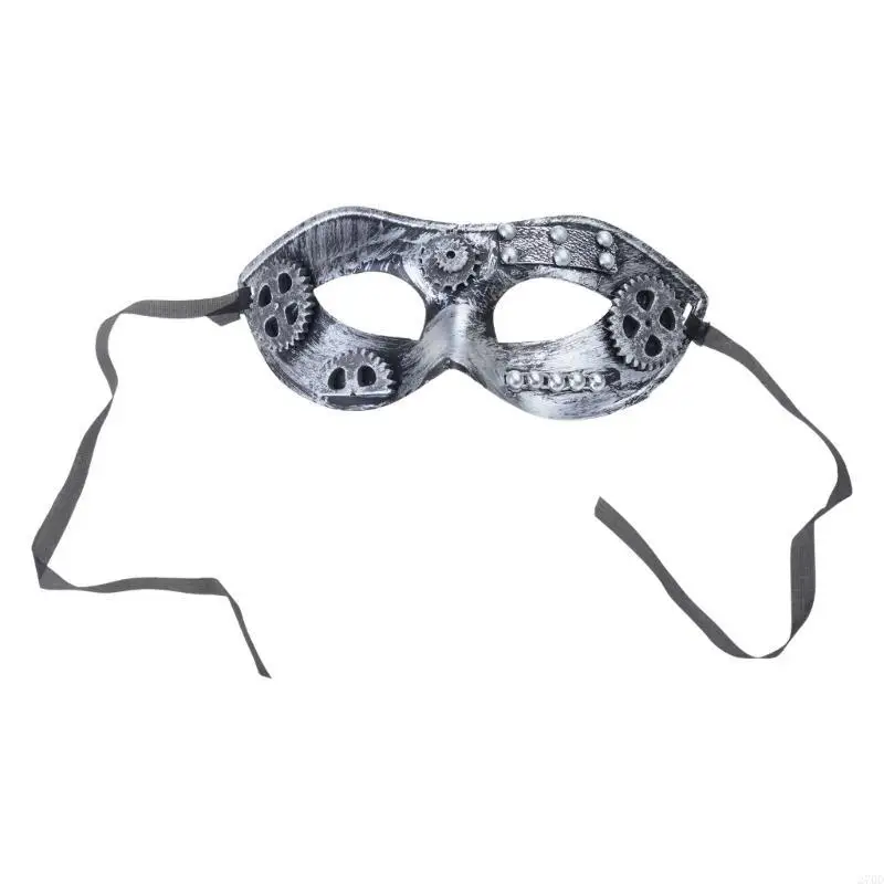 270D Steampunk Mardi Gras Máscara Masquerade Máscara Fantasia Máscara Mecânica Meia Máscara para Halloween Cosplay