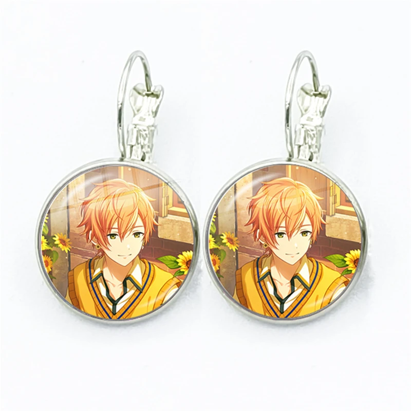 Project SEKAI Anime Shinonome Akito Vivid BAD SQUAD Stud Earrings Glass Cabochon Jewellery For Women Girl Fans Gift