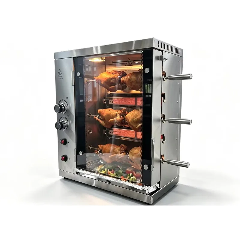 Factory Price Commercial Automatic Rotary Gas Rotisserie 5 Rods Chicken Roaster Oven Meat Barbecue Chicken Grill Machine