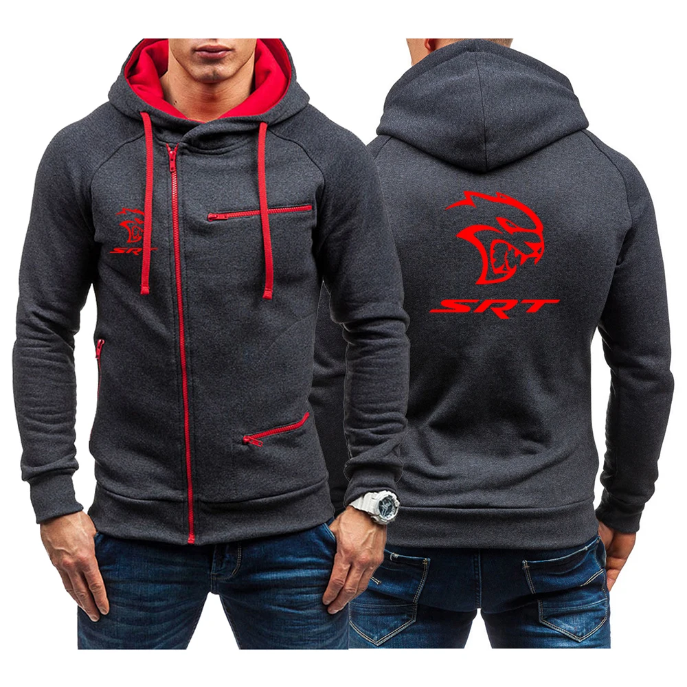 

SRT Hellcat 2023 Men's New Casual Solid Color Long Sleeve Hoodies Sweatshirts Slim Fit Zipper Sweatshirt Hooded Streetwear Tops