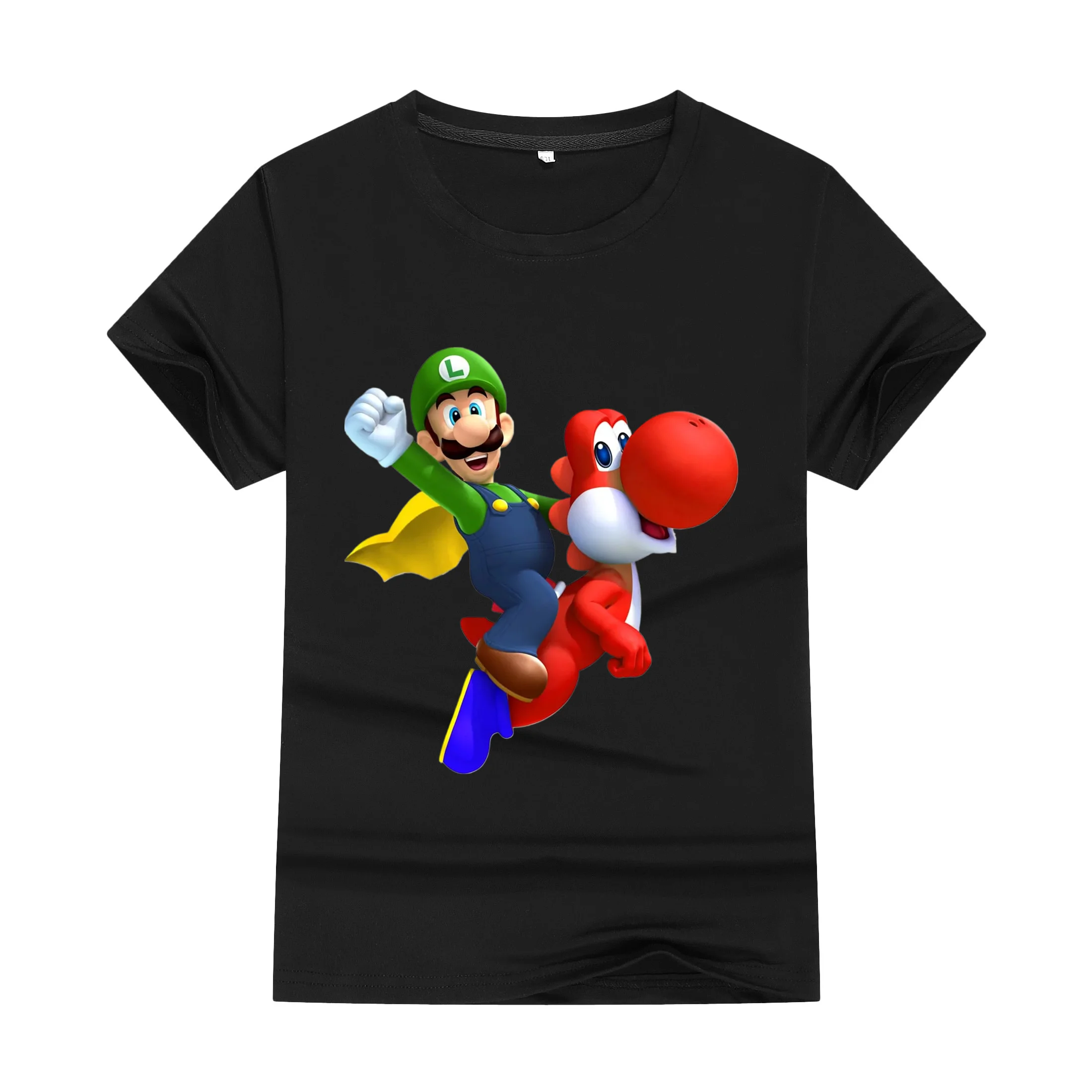 Meninos e meninas Super Mario Brothers T-shirt de algodão estampado, roupas infantis, jogo, verão, novo, 2024