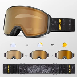 Kapvoe Farbe photo chrome Ski brille Doppel magnet Adsorption schichten uv400 Anti-Fog-Ski brille Snowboard brille für Männer Frauen