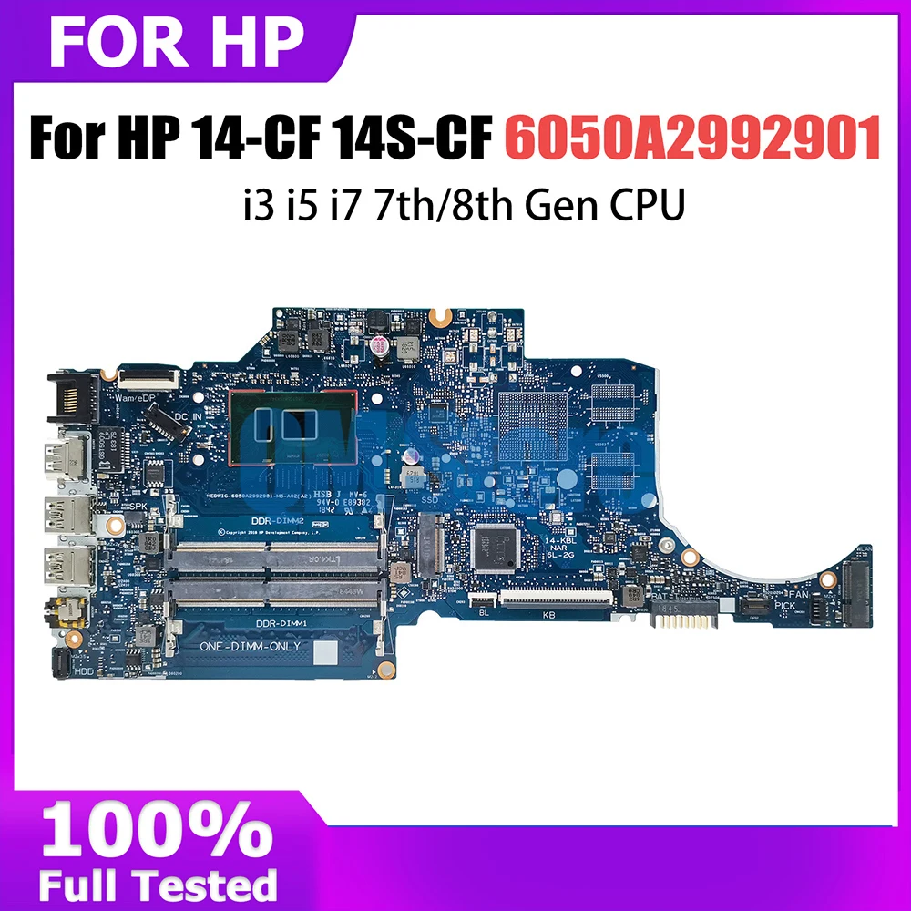 

Com[uter Mainboard For HP 14-CF 14S-CF L24454-601 6050A2992901 Laptop Motherboard CPU i3 i5 i7 7th/8th Gen Systemboard