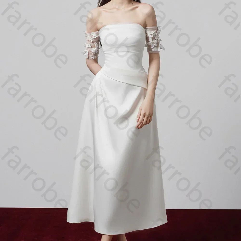 

Straped Shoulder Midi Dress with Flower Beading Evening Dresses Formal Modern High Quality Prom Party Gowns for Women Customized