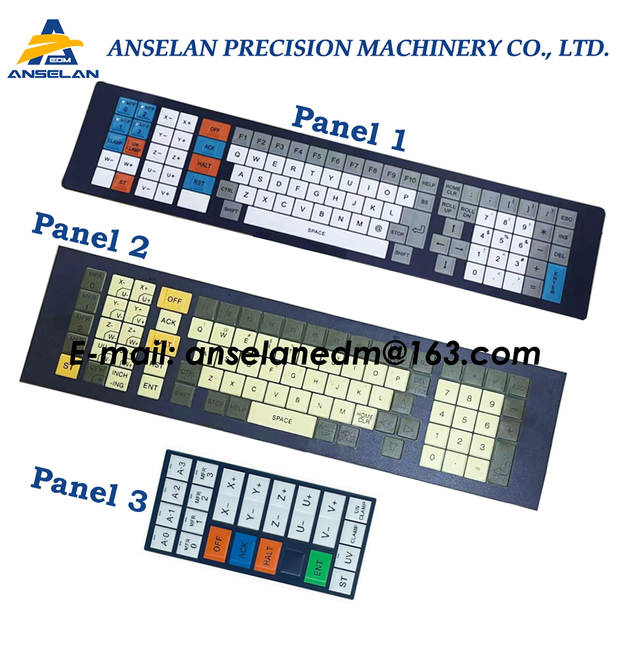 AQ550 Keyboard Panel Old (Panel 1, Panel 2, Panel 3) for S odick wire edm AQ550L, Keypad sticker