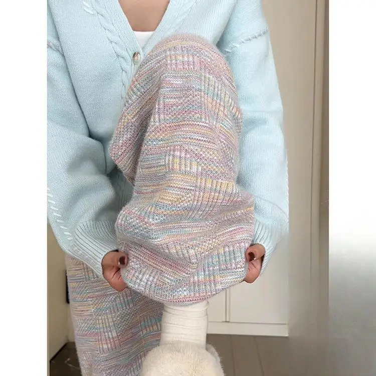 بنطال ذو قصة أرجل واسعة أداء المرأة الخريف فحص مطوي سيدة أنيقة محبوك تنقش عمودي العطاء مكتب مريح عصري