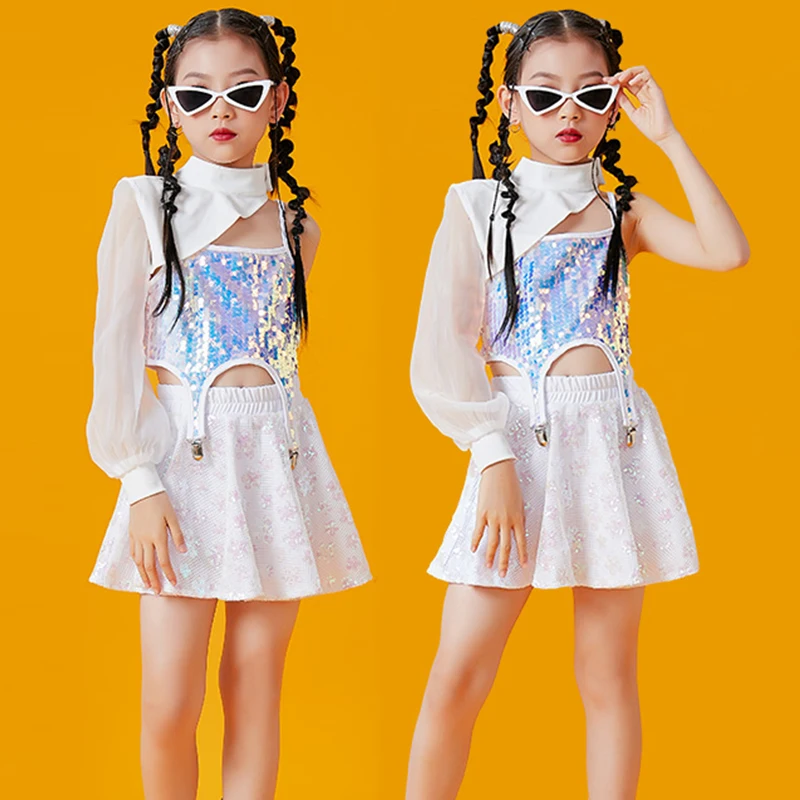 

Cheerleading Clothes For Kids Concert Performance Stage Costume Jazz Dancewear Street Dance Wear Kpop Hip Hop Outfit DL10094