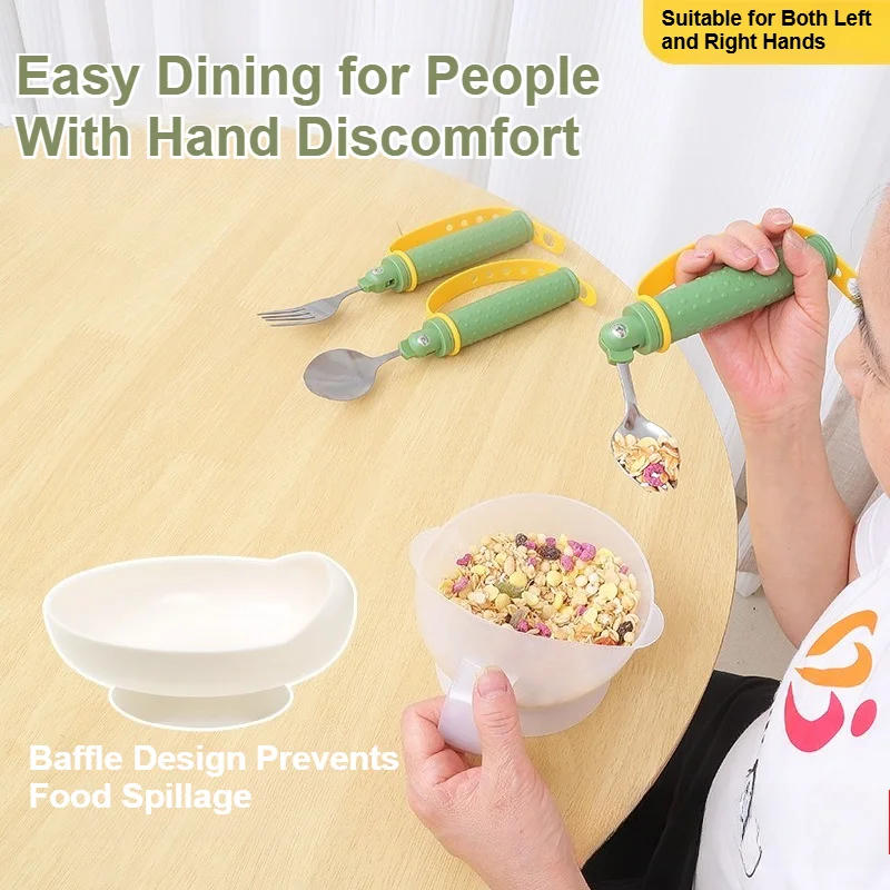Home Care Utensils Weighted Fork Spoon Knife Elderly Hand Tremor Adaptive Simple Easy Grip Non Slip Daily Eating Aid Set
