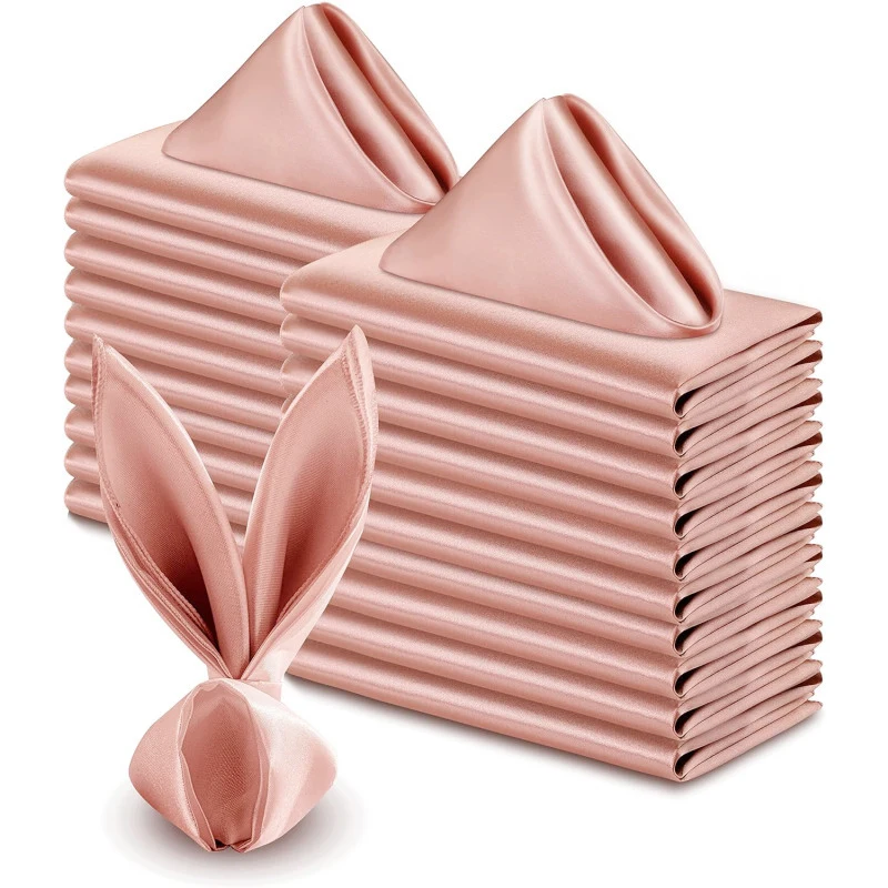 50 Stück 30 x 30 cm Roségold kleine Satin-Tischservietten Tischsets Seide Abendessen Tuch Servietten für Party Hotel Hochzeit Tischdekoration