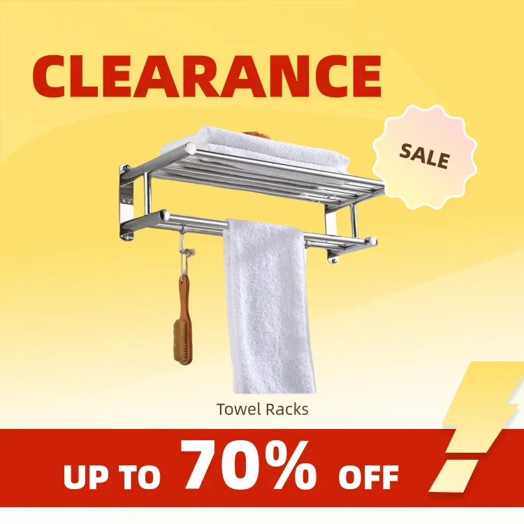 Clearance_Stainless Steel Bathroom Towel Holder Storage Organizer Shelf Wall Mounted Towel Rack Home Hotel Wall Shelf for Kitche