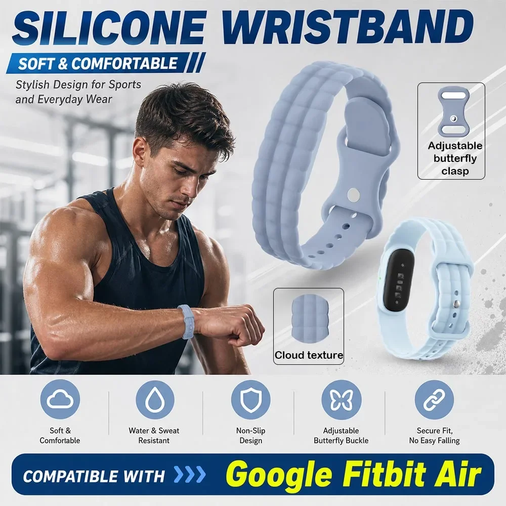 Cloud Textured Silicone Band for Google Fitbit Air Band Fitness Tracker Replacement Wristband for Google Fitbit Air Accessory