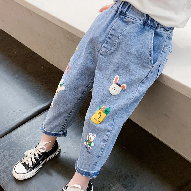 IENENS Kids Baby Girls Casual Clothes Jeans Trousers Toddler Infant Denim Clothing Pants Children Bottoms 1 2 3 4 5 6 7 Years