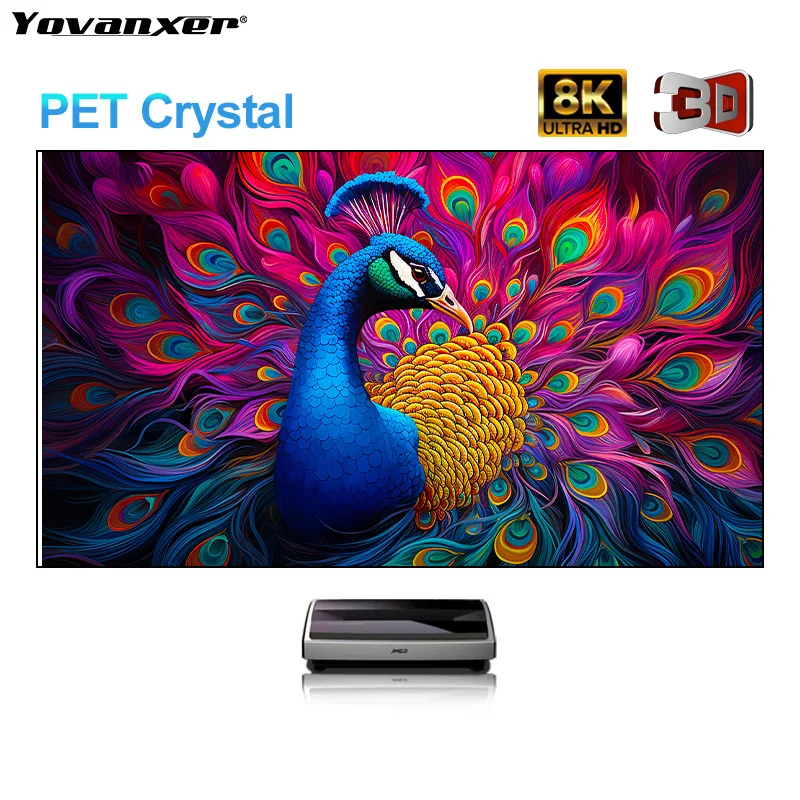 جديد 130 بوصة ALR CLR UST PET كريستال الضوء المحيط رفض شاشة عرض الإطار الثابت لجهاز عرض رمي قصير للغاية