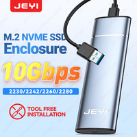 JEYI Aluminum M.2 NVME SSD Enclosure Adapter, USB 3.2 Gen 2 (10 Gbps) to NVME M-Key/(B+M) Key SSD External Case With Trim UASP