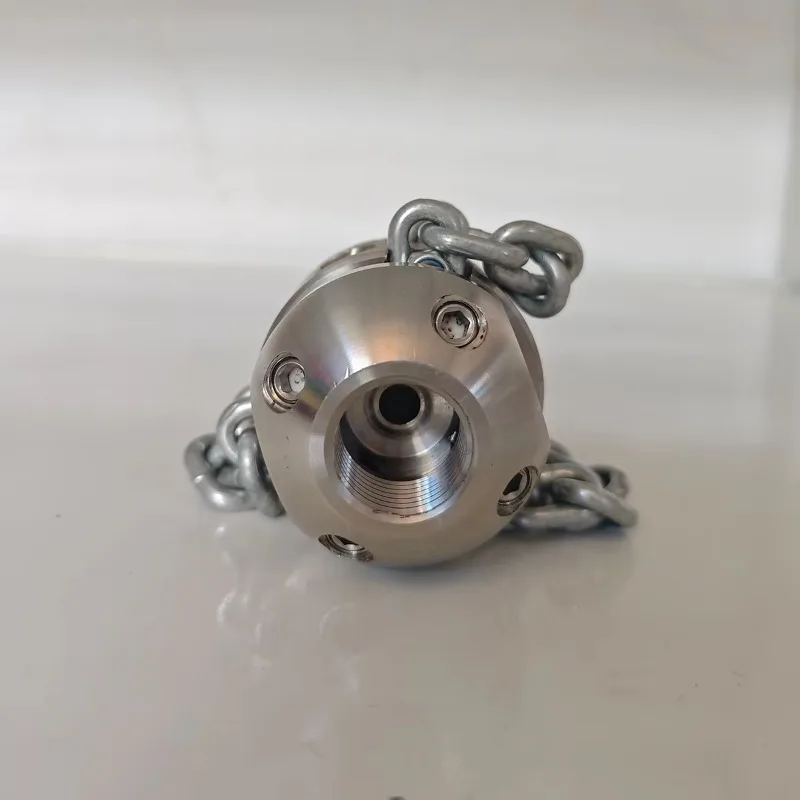 High Pressure Sewer Pipeline Dredging Nozzle With Chain Cutter For Grease Sludge Tree Roots Removal G3/8 G1/2 Rotating