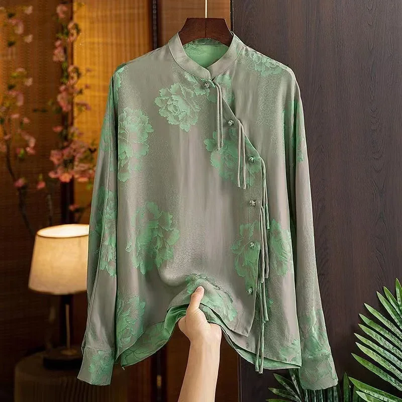 Chinese Style Prints Shirt For Women Traditional Chinese Clothing Comfortable Retro Hanfu Cheongsam Spring