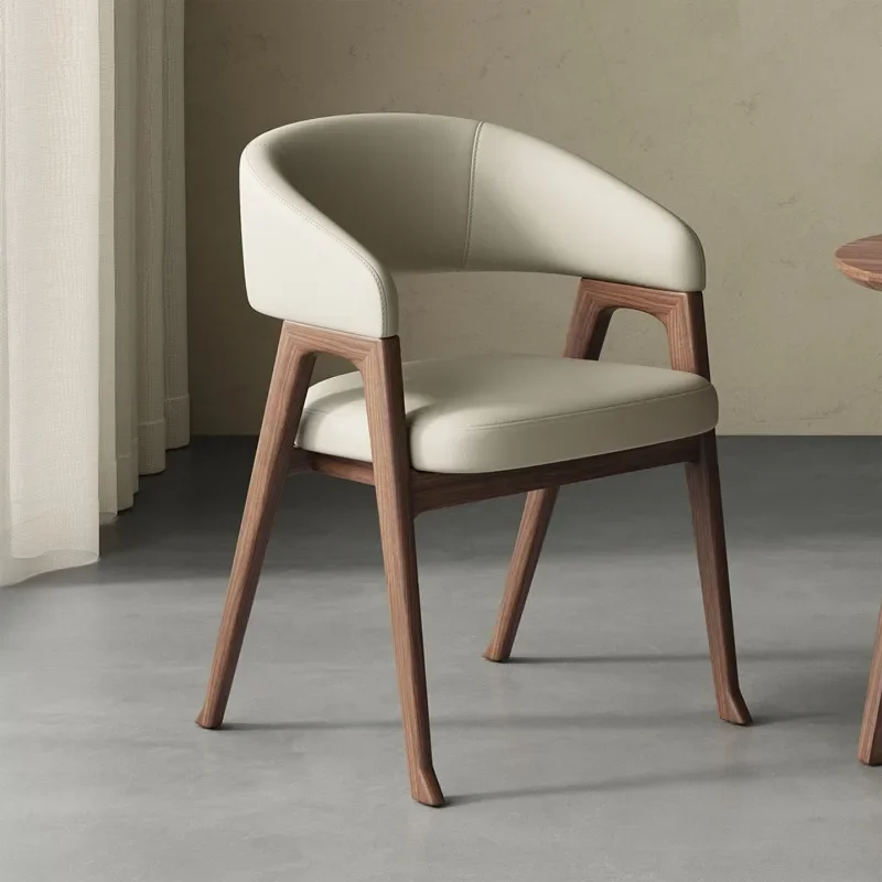 Solid wood dining chair household, restaurant casual backrest armrest book chair