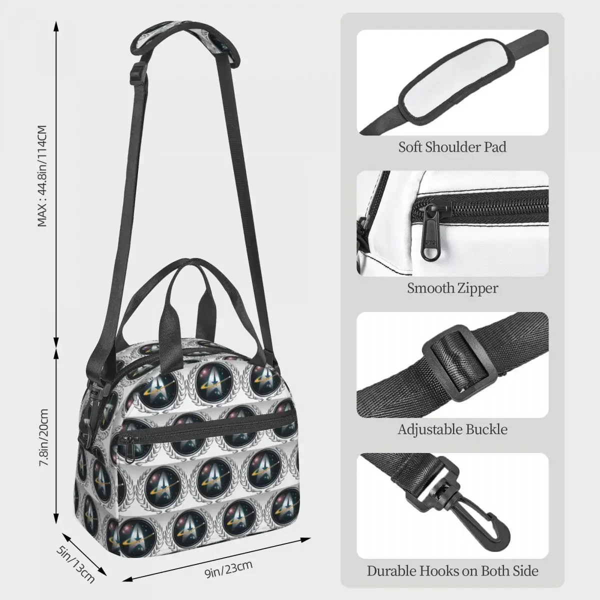 Star Treks Science Fiction TV Series Insulated Lunch Bag for Women Kids Portable Food Boxes Thermal Lunch Box Tote