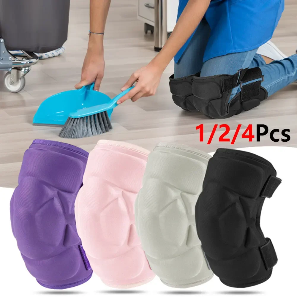 1/2/4Pcs Thickened Sponge Knee Pads, Adjustable Anti-collision Knee Protector Guards, Wearable Knee Cushion Wrestling Volleyball