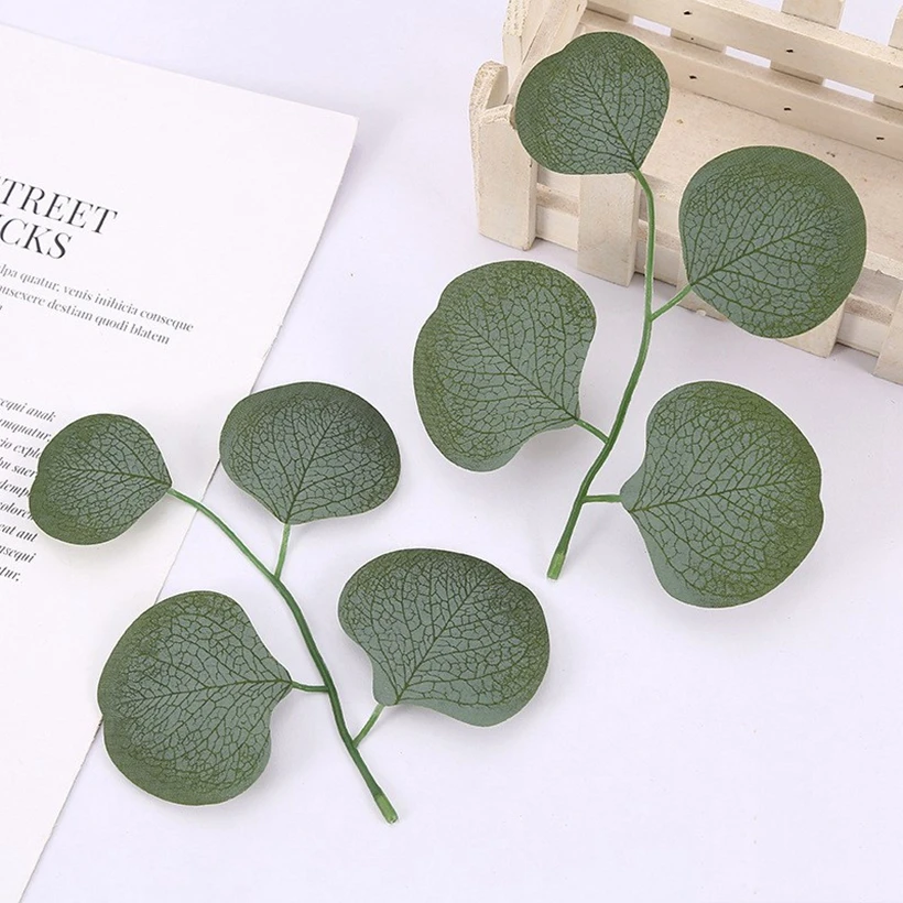 50/100Pcs Artificial Plants Eucalyptus Leaf Green Black Leaves Festival Wedding Home Decor DIY Ornamental Flowerpots Accessories