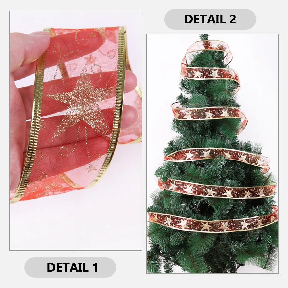 

1 Roll Star Pattern Christmas Ribbon Polyester Holiday Tree Decor Bow Making Ribbon Bow Making Ribbons