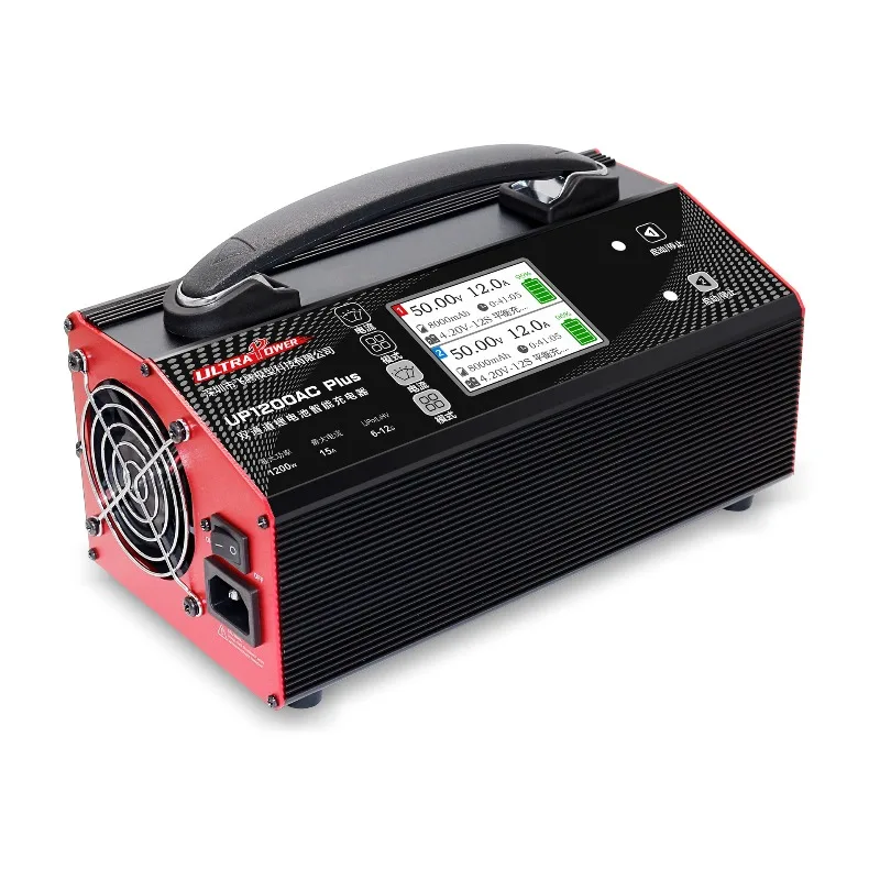 UP1200AC PLUS 1200W Dual Port Smart Charger, 2-15A Adjustable for 6-12S LiPo/LiHv, 1.5A Balance & Storage Mode for RC Hobby