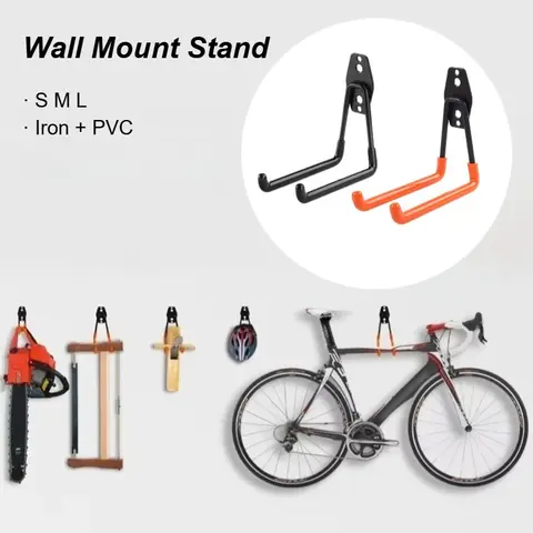 Bike Wall Mount Stand Heavy Duty Metal Bike Storage Hook Wall Mounted Garage Tool Organizer Hardware Load Bearing Accessories