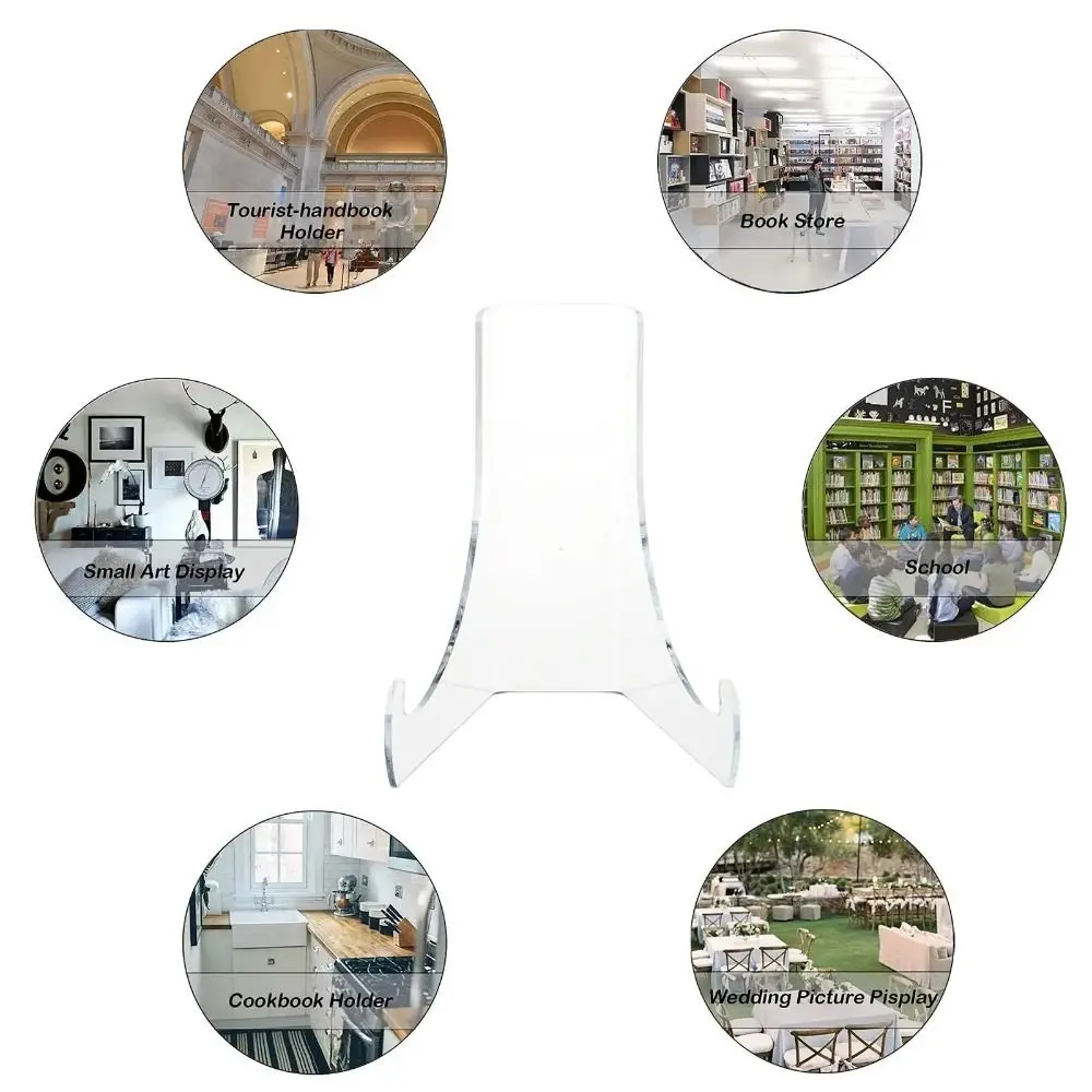 Easel Stand Acrylic Flat Plate Stand Clear 60-Degree Angle Display Easel Stand Multipurpose Durable Book Stand Book