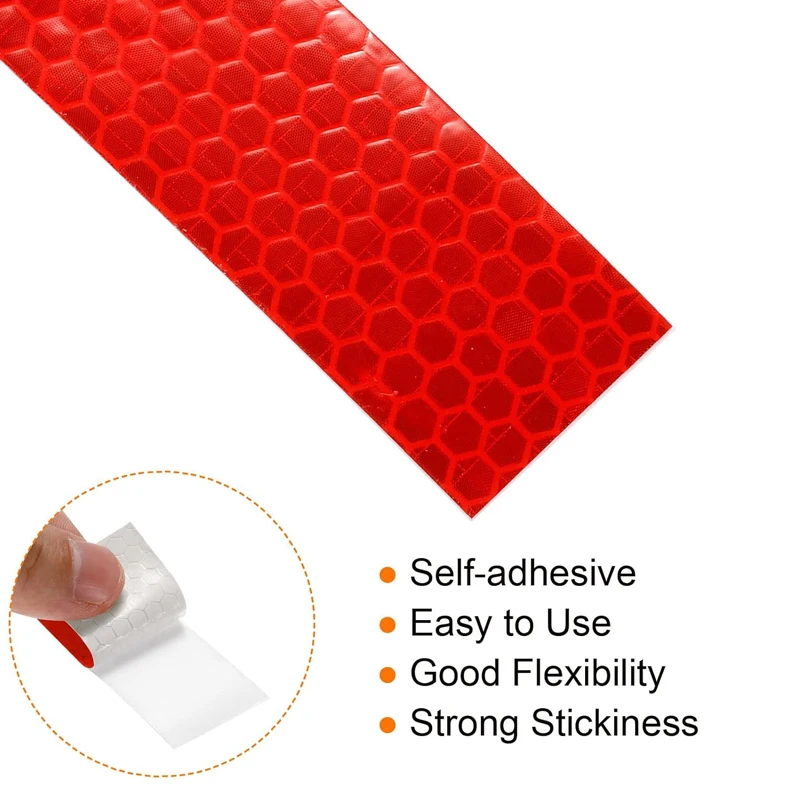 Red White Yellow Reflective Sticker Waterproof Strong Adhesive Safety For Car