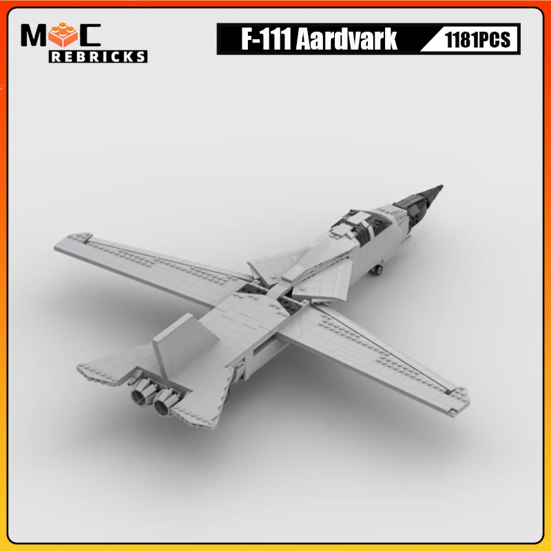 Décennie s de construction MOC de bombardier stratégique Aardvark, série de combattants militaires, F-111 américain, arme WW2, modèle d'avion, briques, jouets pour enfant