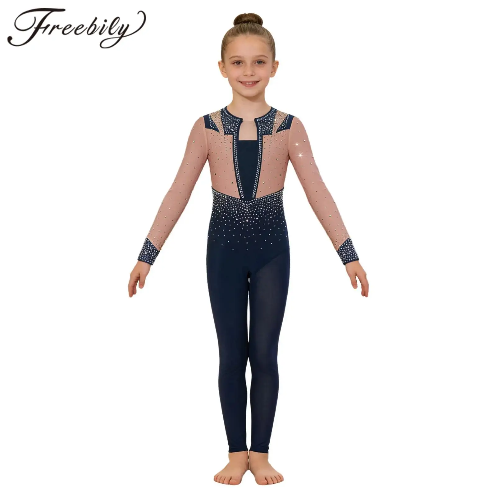 Children's Dancing Figure Skating Tights for Girls Acrobatics Outfit Long Sleeve Dance Bodysuit Rhythmic Gymnastics Jumpsuits