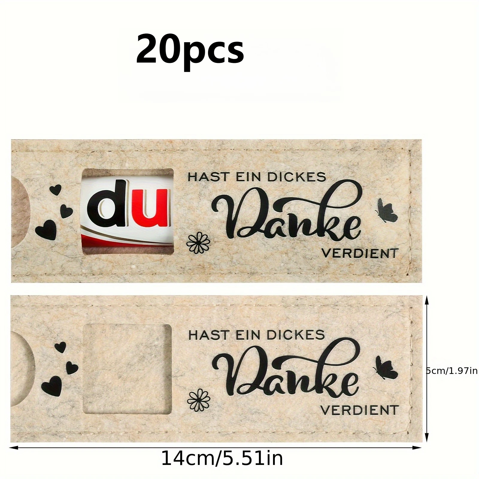 Filz-Geschenktüten Deutsch „You Deserve a Big Thank You“ Schokoladen-Geschenkset, Filzmaterial-Geschenkbox, geeignet für Team-/Sektionsgeschenke